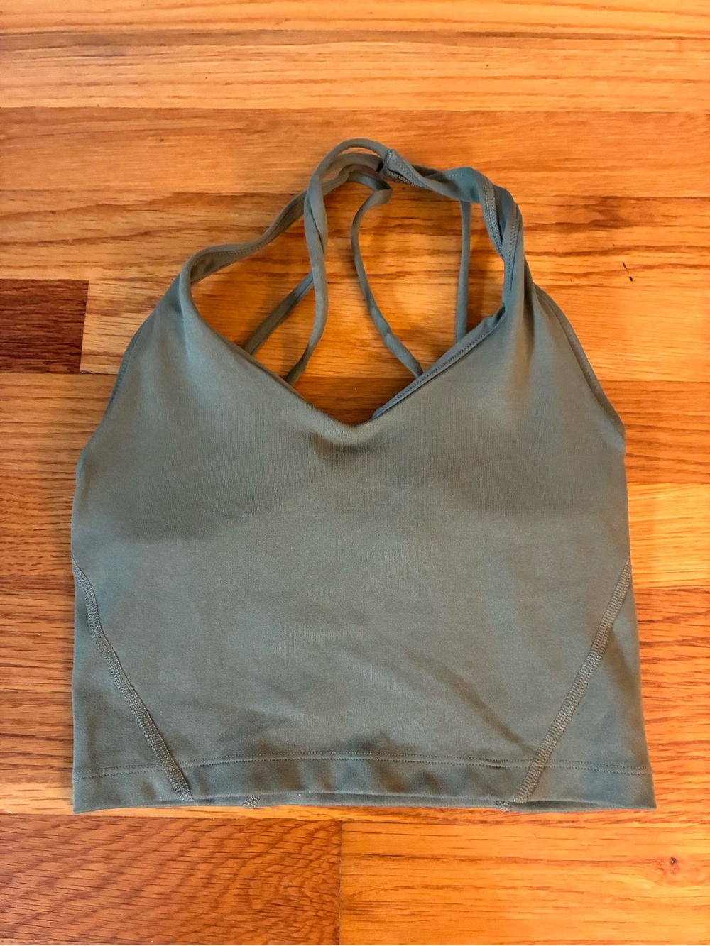 Gilly Hicks Olive Green Strappy V-Neck Sports Crop